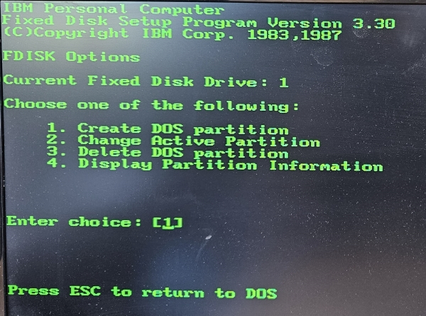 MSDOS FDISK