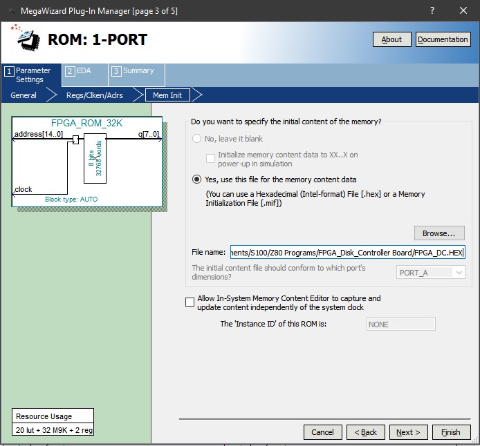 Quartus Adding HEX file